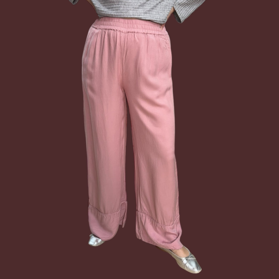 Pantalon rose à jambes larges en viscose pour femmes 6