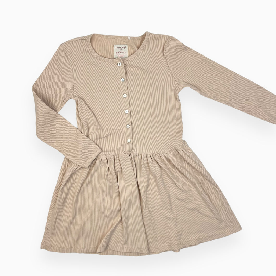 Robe rose ballet en coton bio cotelé 7-8Y