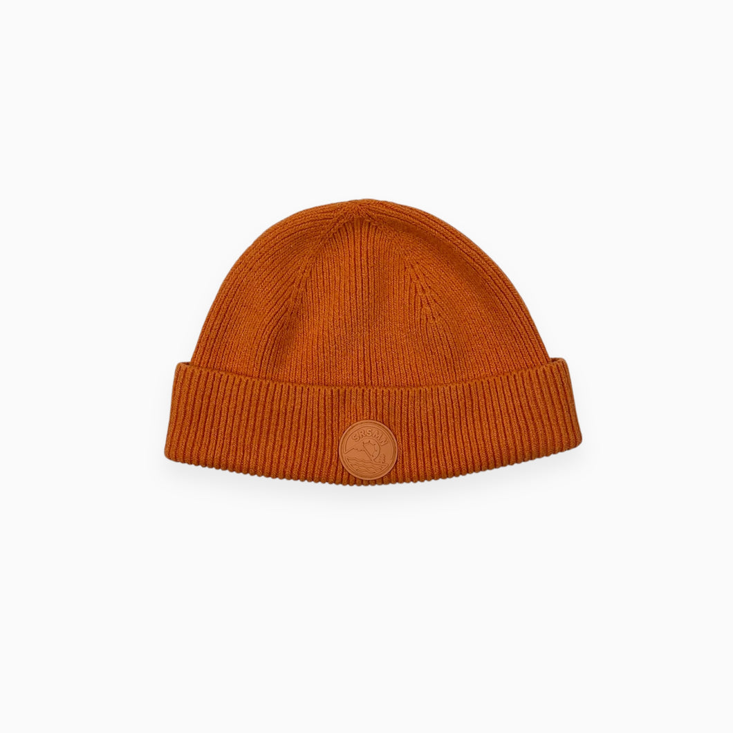 Tuque orange clémentine en tricot de coton 53-55cm (3-6Y)