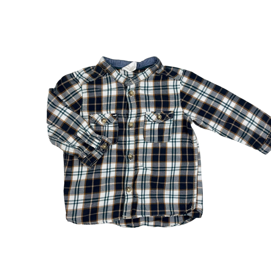 Chemise en flanelle de coton à carreaux 6-9M