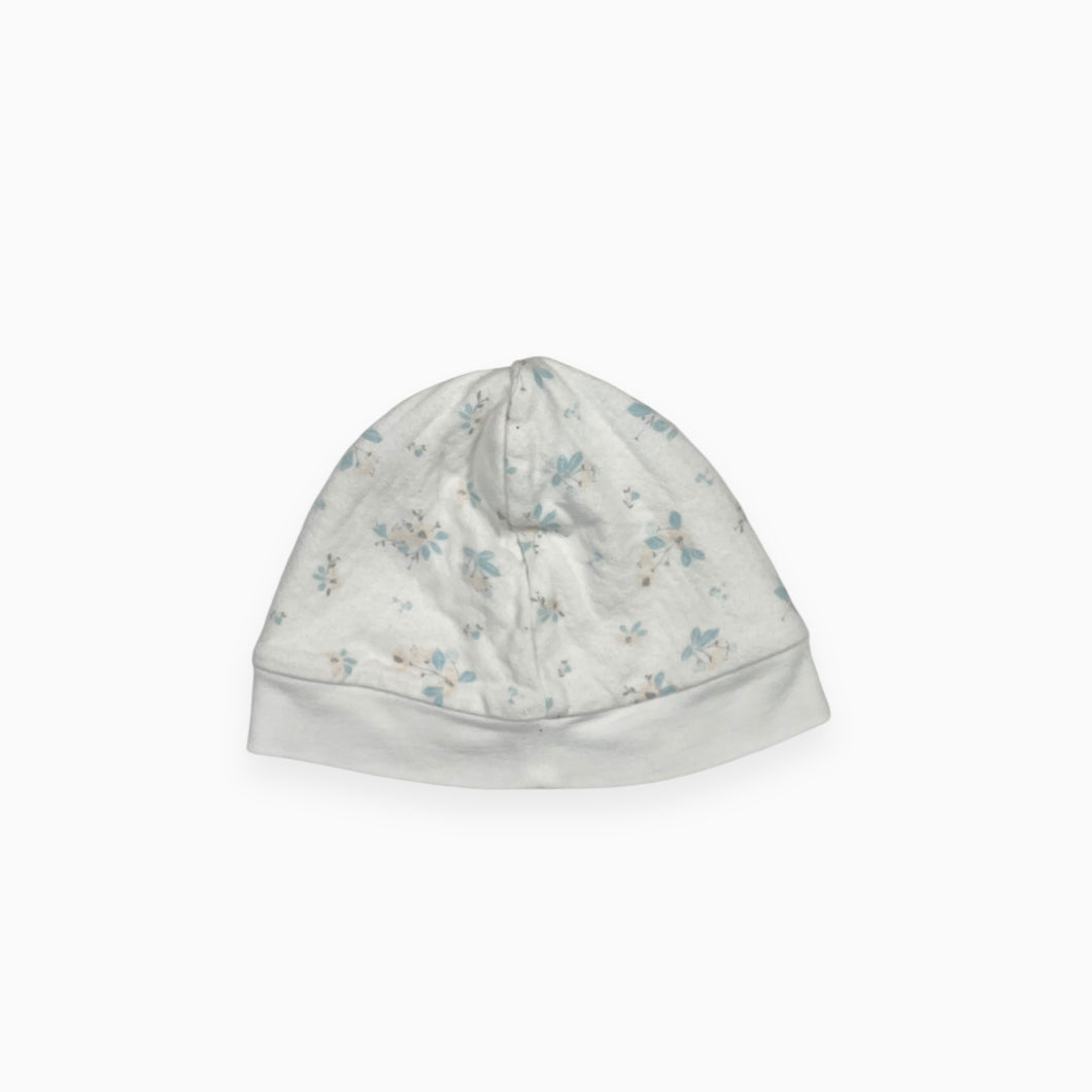 Chapeau de naissance en coton pointelle à motif floral 44cm