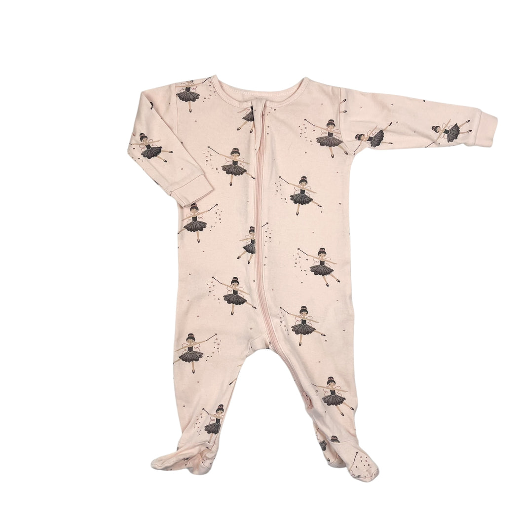 Pyjama rose pâle en coton à imprimé ballerines 6M