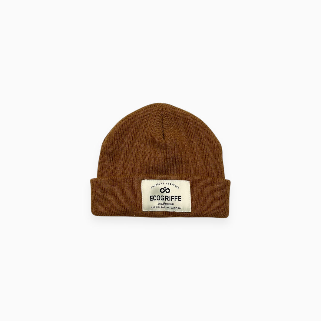 Tuque caramel en tricot d'acrylique 6-12M