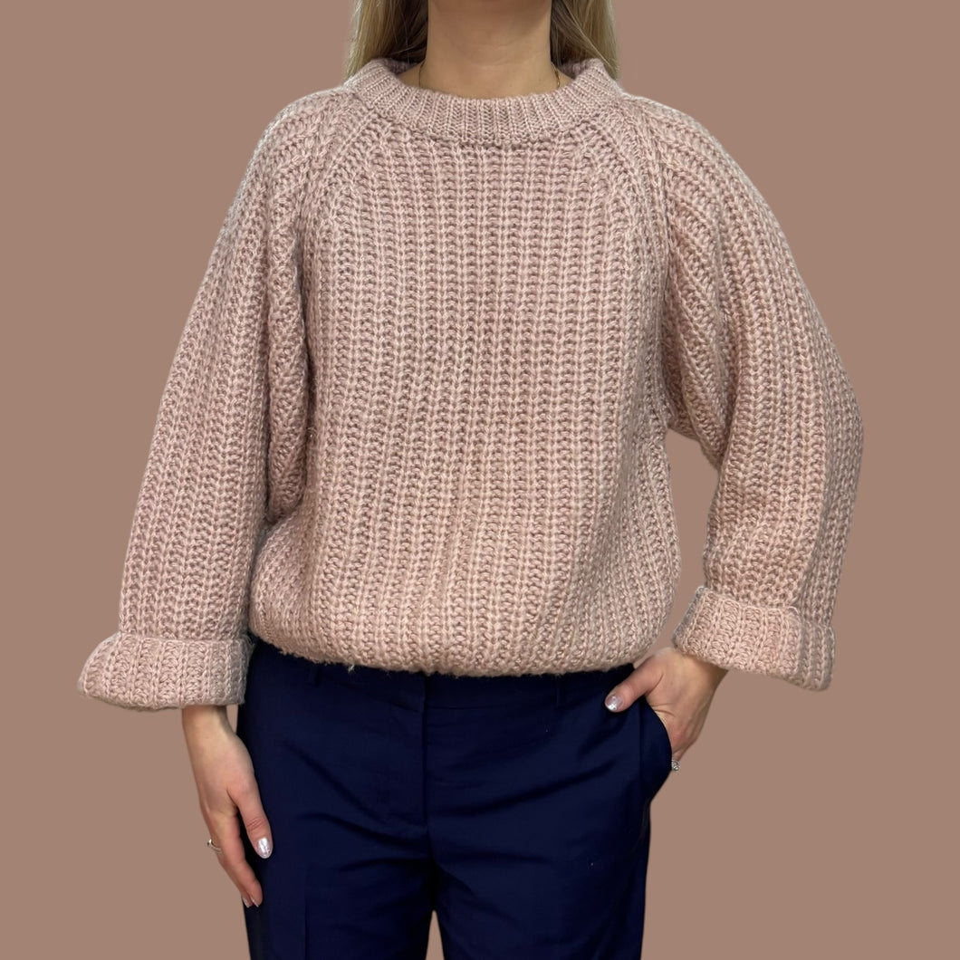 Pull rose perlé en tricot d'acrylique pour femmes S