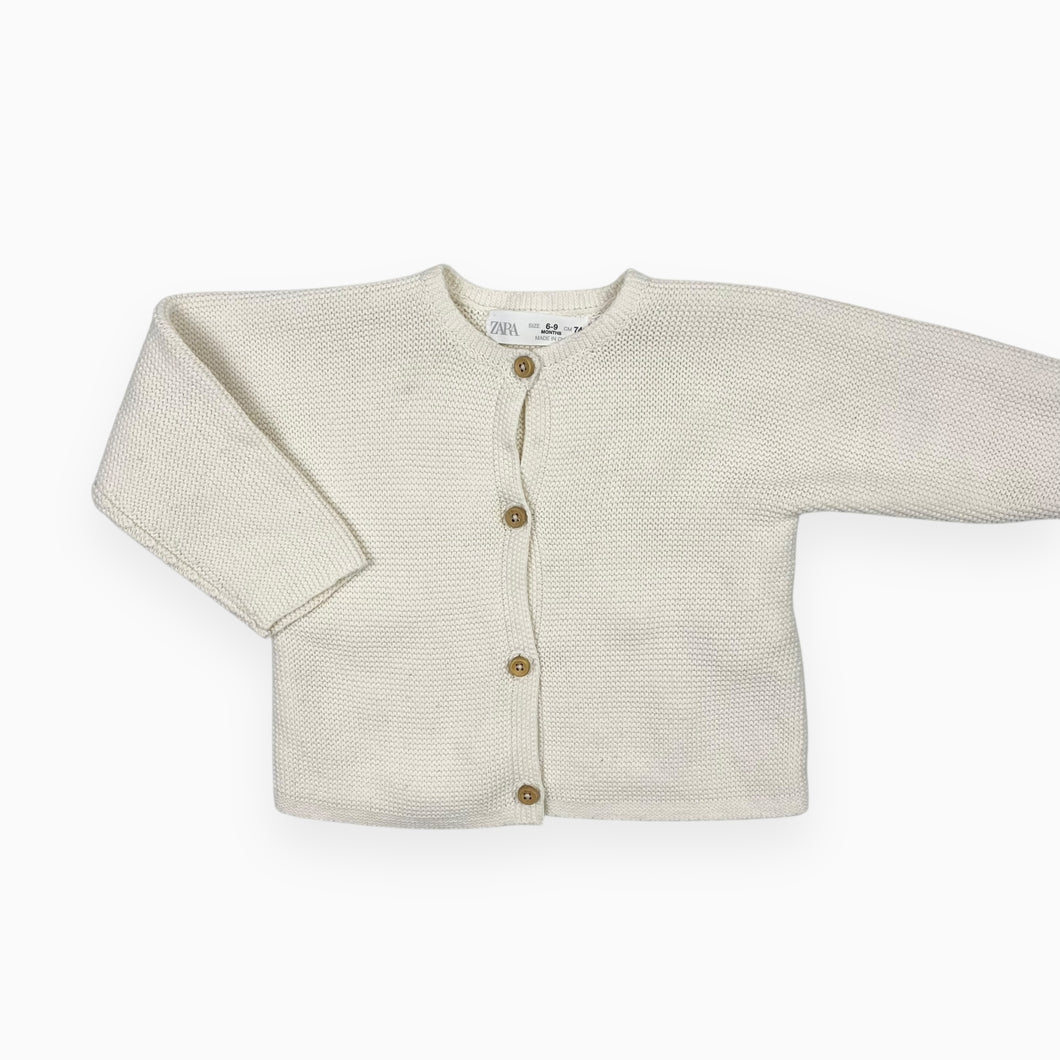 Cardigan crème en tricot de coton 6-9M