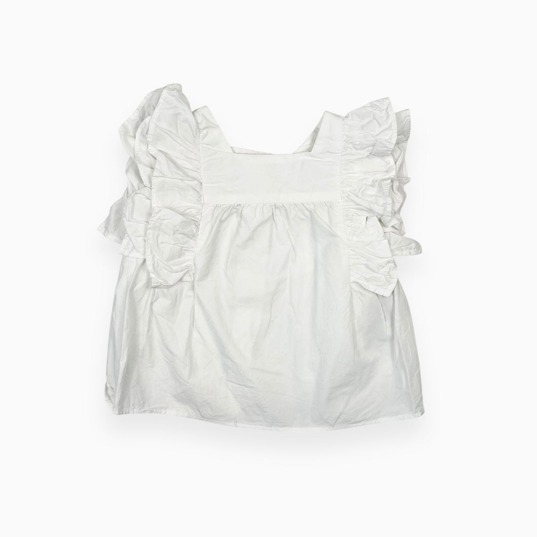 Blouse blanche en coton avec volants 18-24M