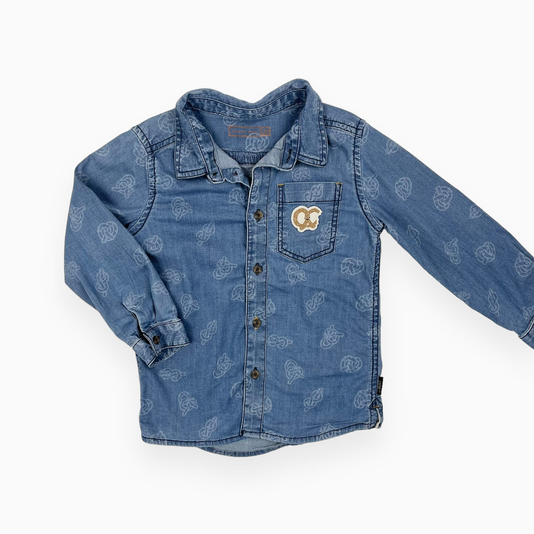 Chemise en coton chambray motif pretzel 2-3Y