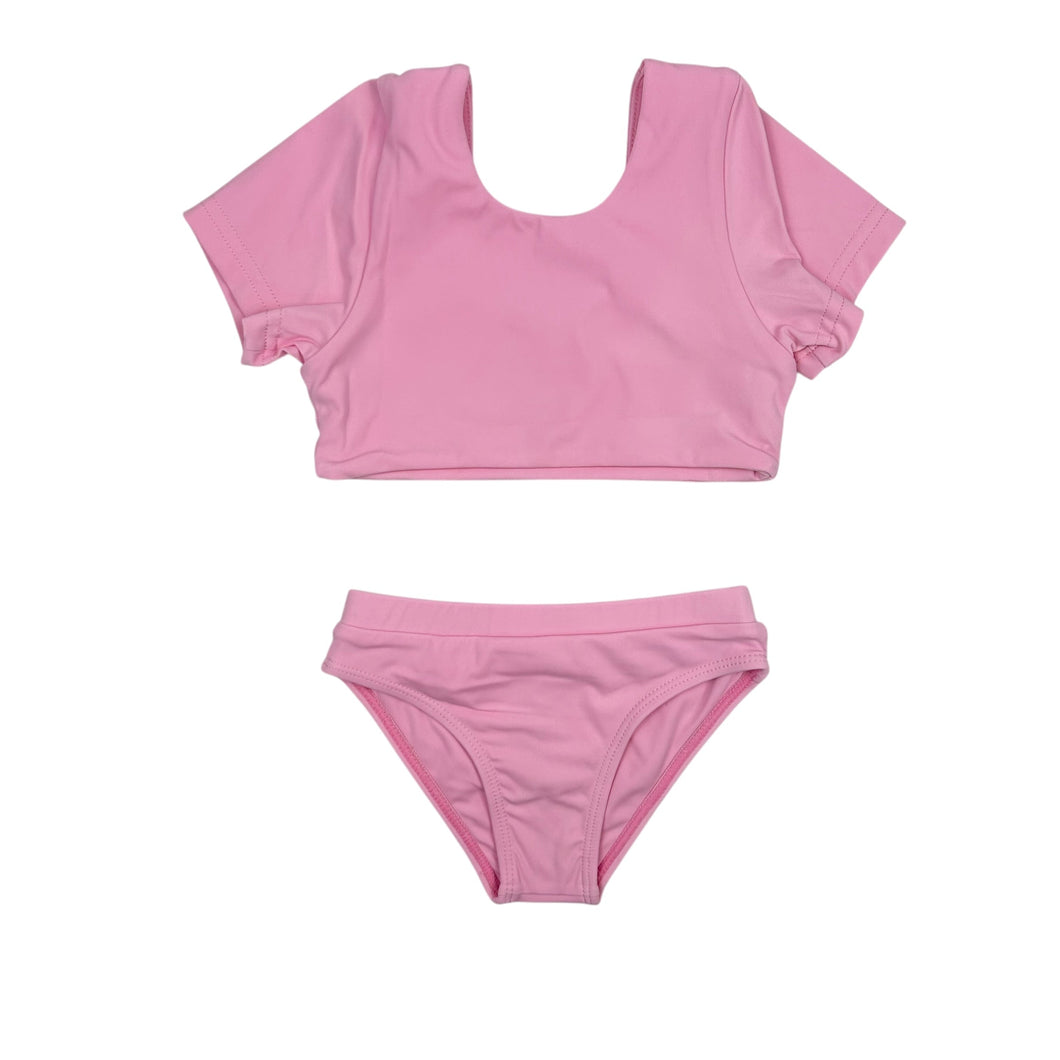 Bikini manches courtes rose bubblegum en nylon recyclé extensible 2Y