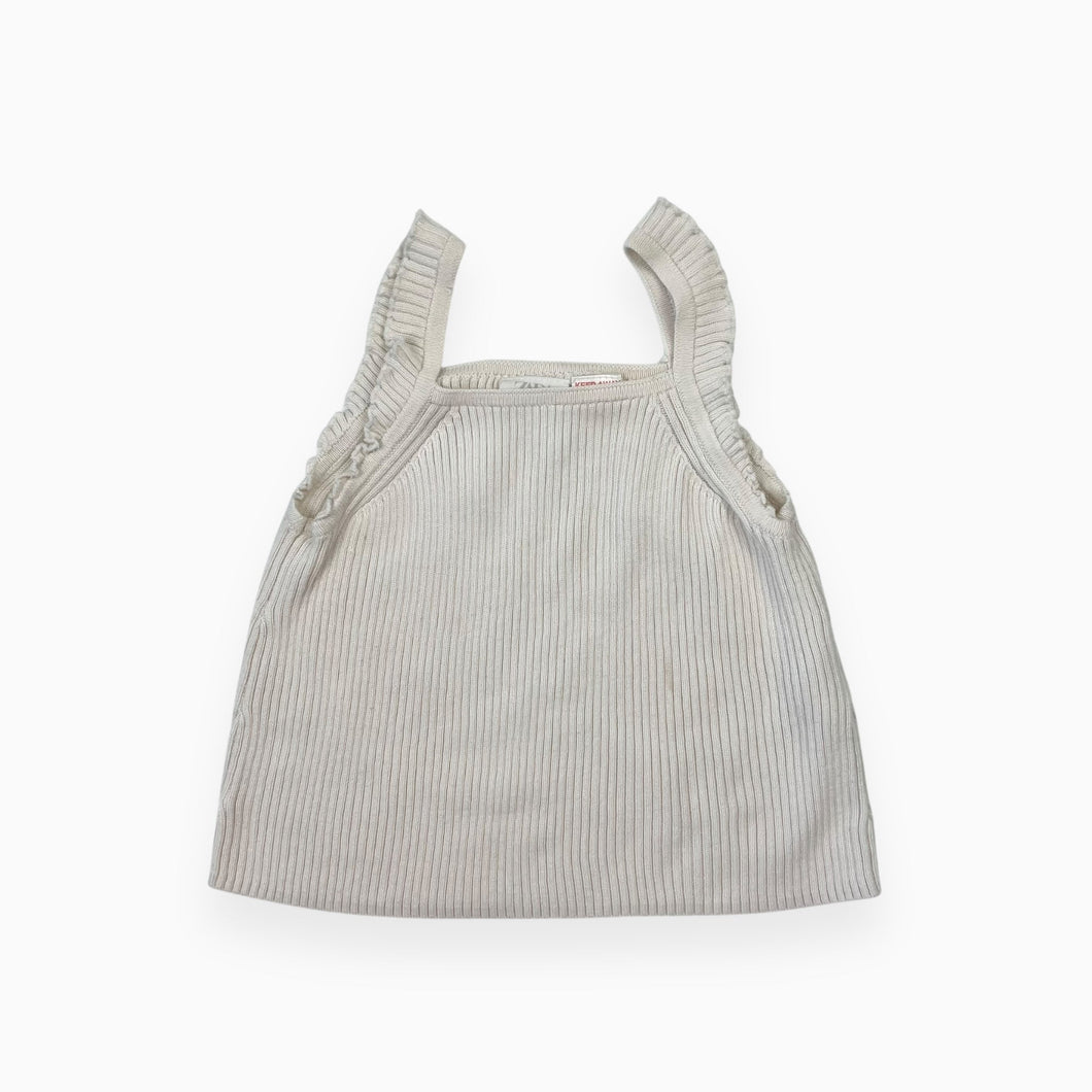 Cami crème en viscose et coton cotelé 2-3Y