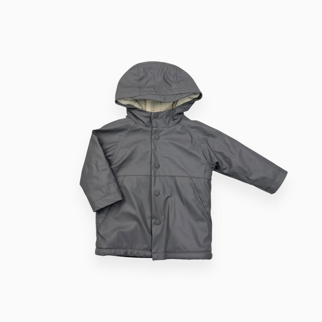 Manteau charcoal style imperméable doublé en peluche 9-12M