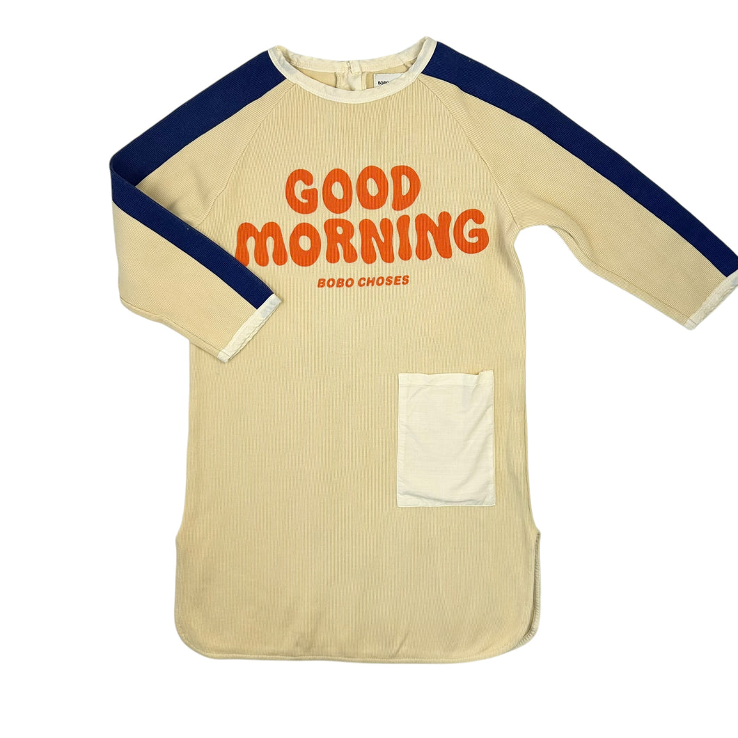 Robe beige en coton bio côtelé 'Good Morning' 6-7Y