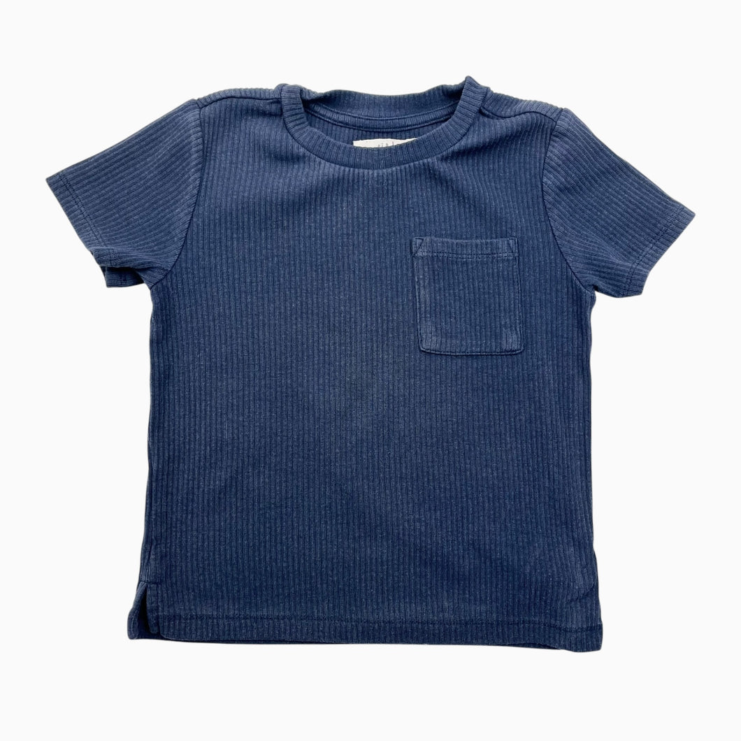 T-shirt marine en coton, modal et élastane cotelé 4Y