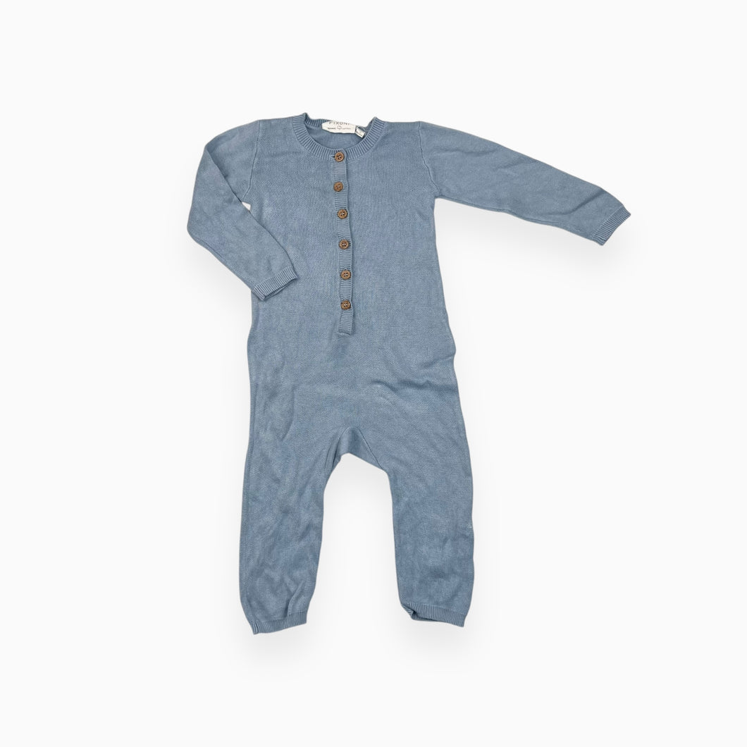 Combi bleu ciel en tricot de viscose et coton 12-18M