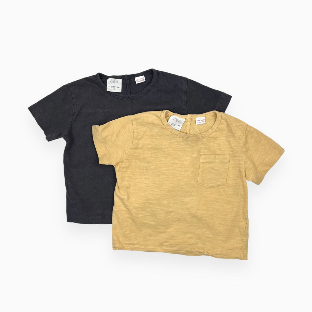 Duo de t-shirts miel et charocal en coton 12-18M