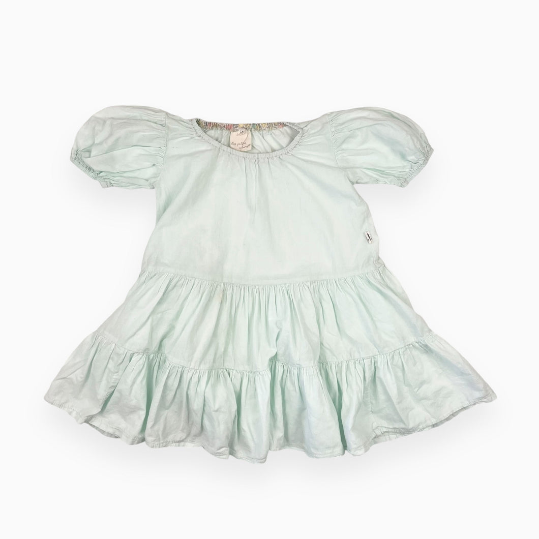 Robe aqua pastel en coton à manches ballons 2-3Y