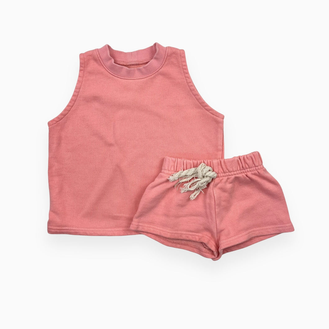 Ensemble bubblegum en coton bio french terry et bambou extensible 1-3Y