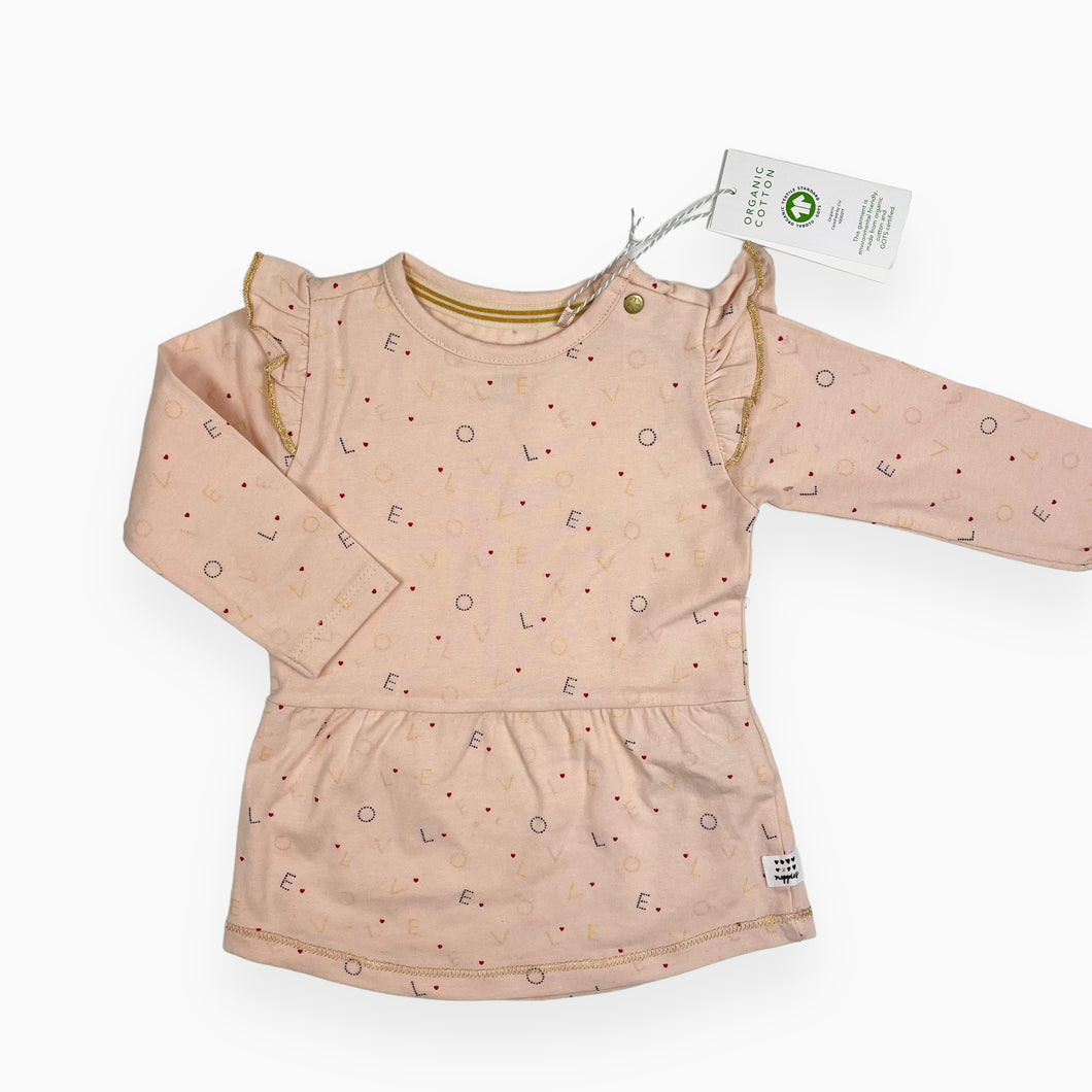 Robe rose en coton bio 'love' 2-4M