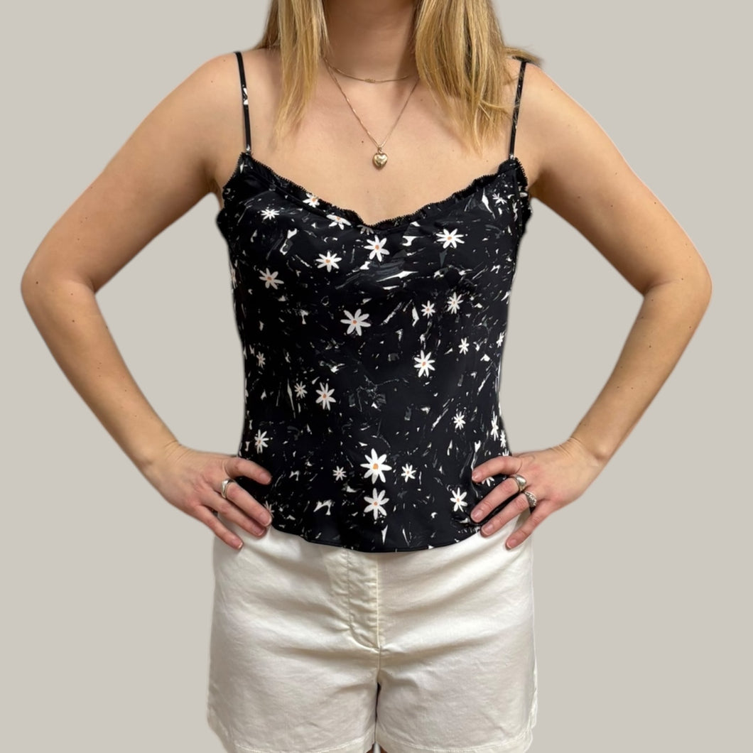 Camisole noire à bretelles marguerite pour femmes XS