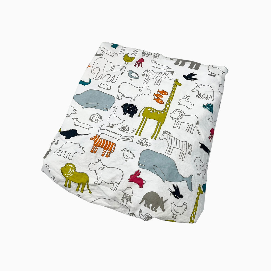 Drap contour format bassinette en coton à imprimé animaux multicolores - Crib size