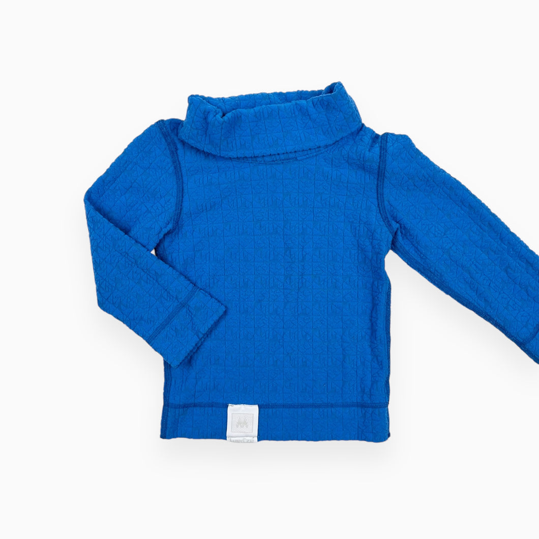 Pull bleu cobalt texturé style sous-couche avec col roulé 2Y