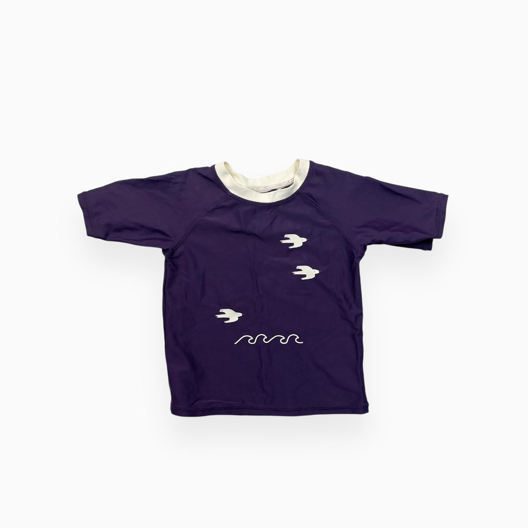 Haut de maillot violet à imprimé envolée d'oiseau 2-3Y