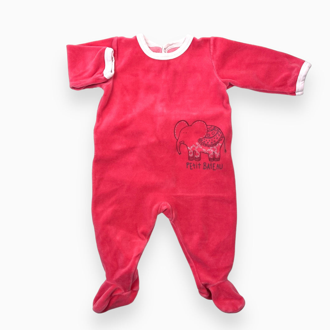 Pyjama en velour fuschia imprimé éléphant 6M