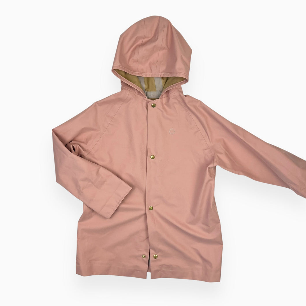 Manteau de pluie rose blush fait au Canada 6-8Y