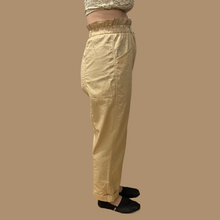 Charger l&#39;image dans la galerie, Pantalon beige paperbag en fin coton pour femmes L
