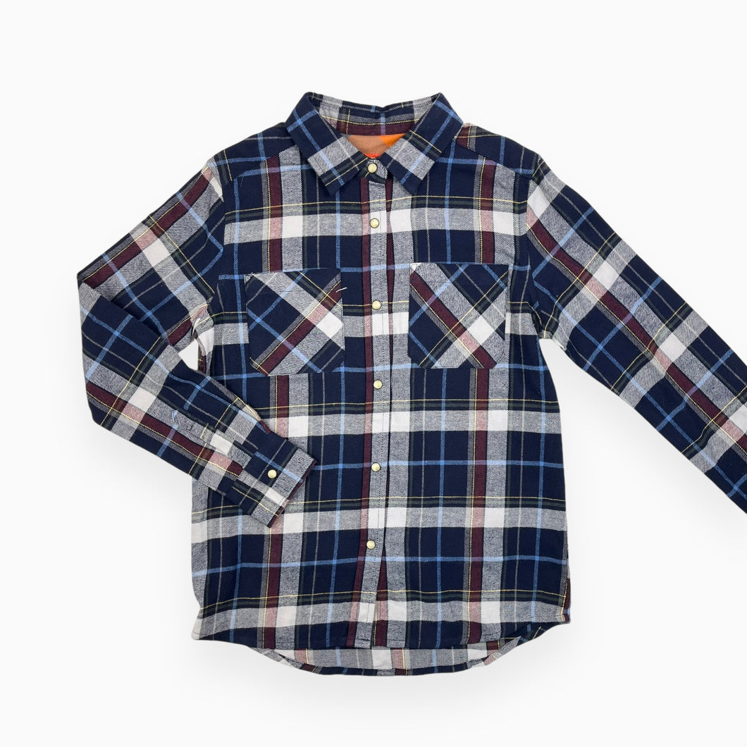 Chemise en flanelle de coton bleu marine à carreaux M (fit 9-10Y)