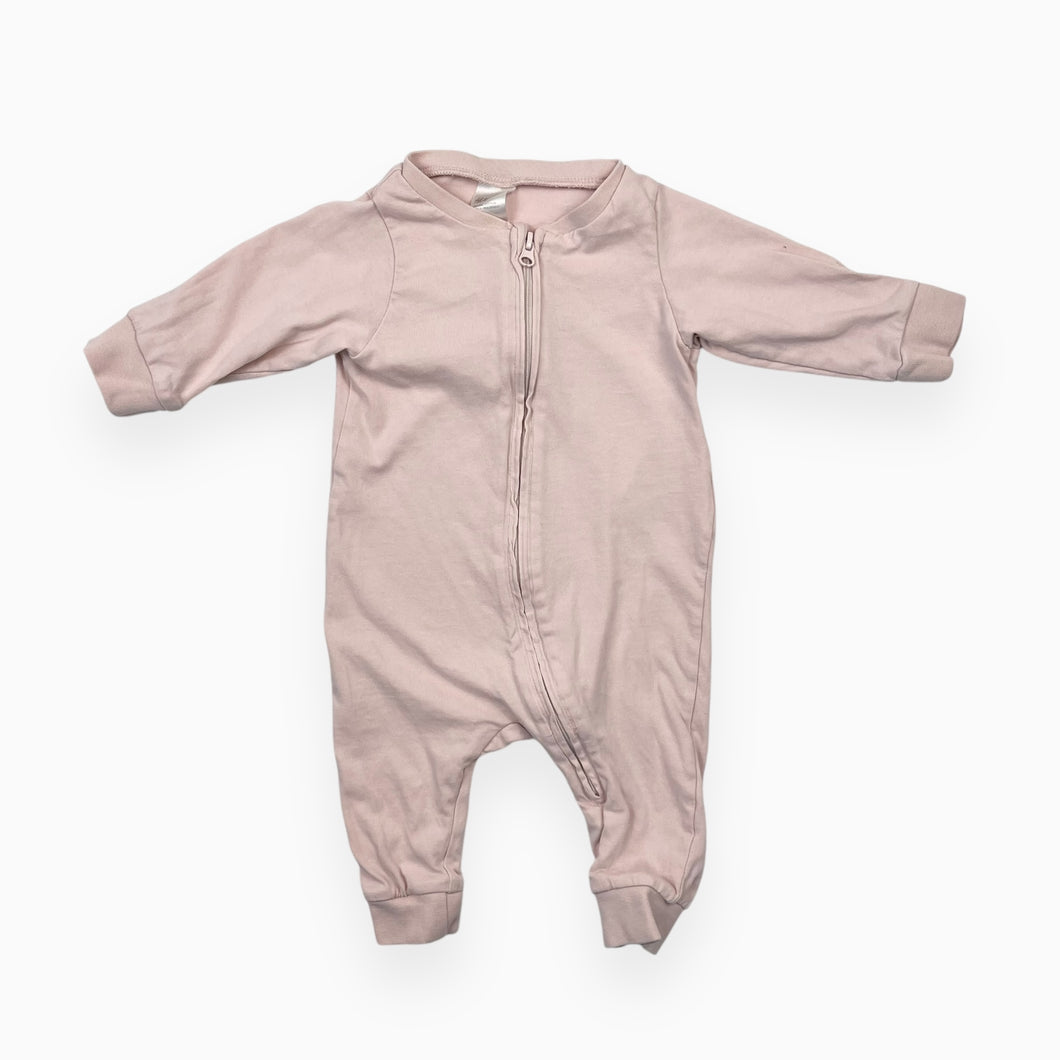 Pyjama en coton bio rose pâle 1-2M