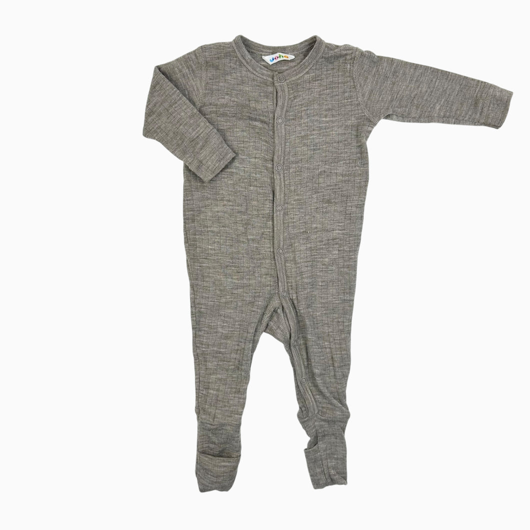 Pyjama taupe côtelé en laine mérino avec pied amovible 60cm (3M)