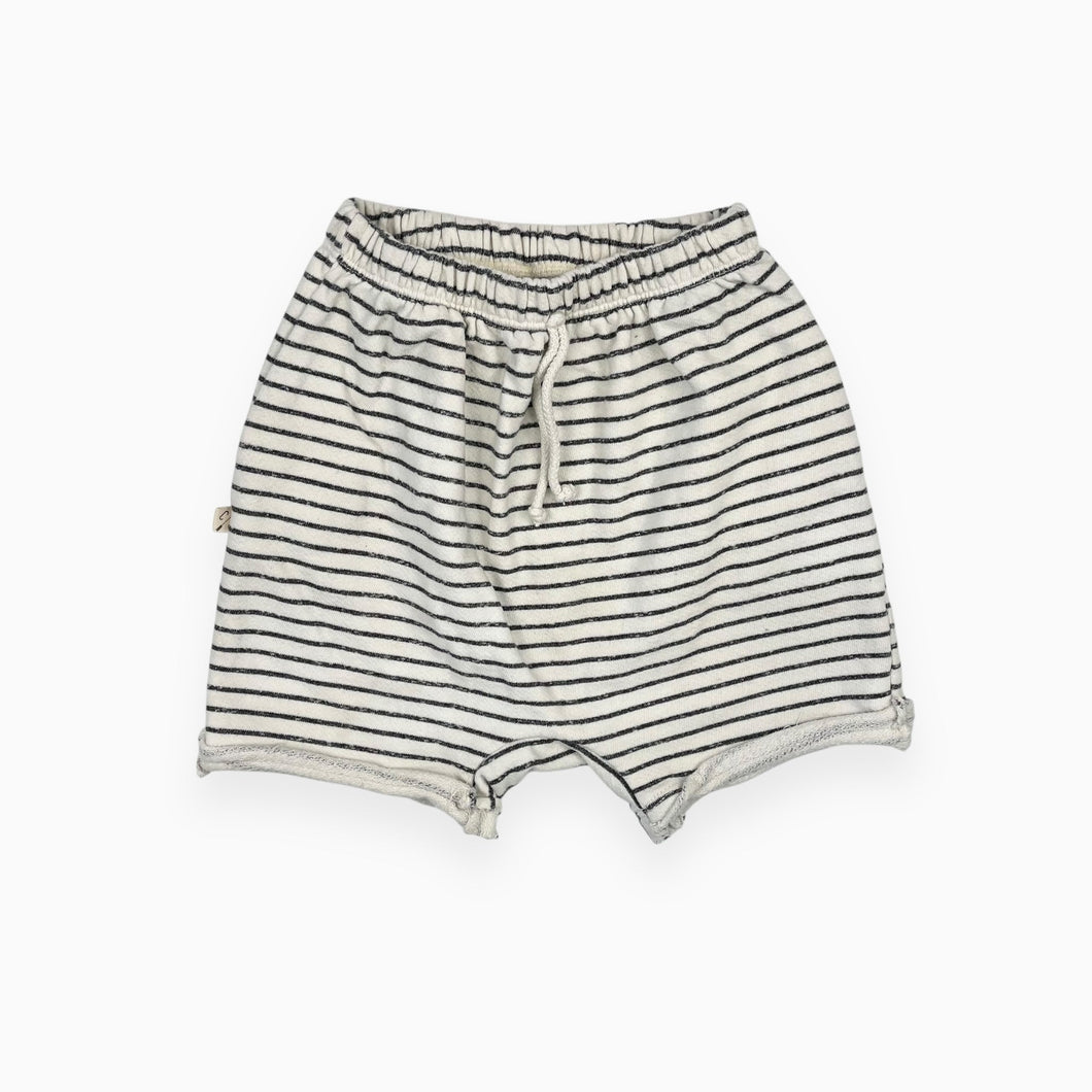 Short crème à rayures charcoals en coton french terry fait aux É-U 8-9Y