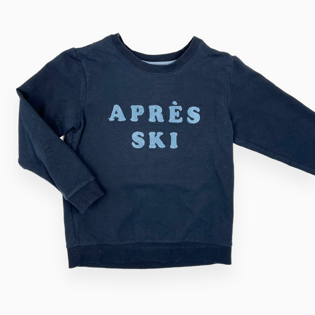 Pull bleu marine 'Après Ski' en coton bio extensible 12Y