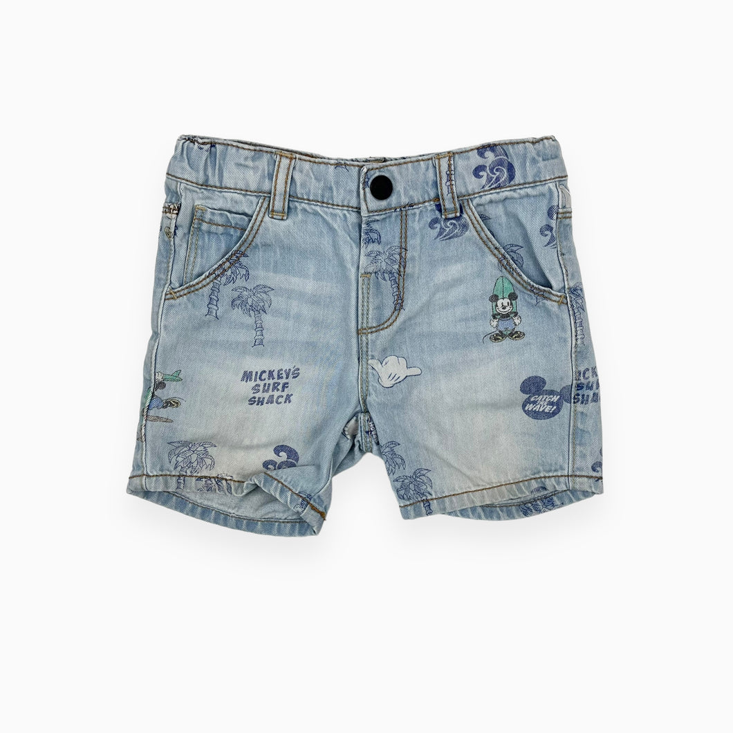 Short en denim bleu pale 6-9M