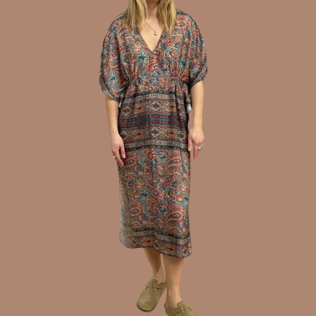 Robe en poly satiné à imprimé paisley pour femmes M