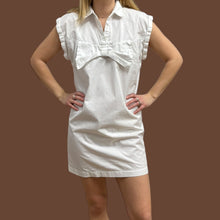 Load image into Gallery viewer, Robe blanche en popeline de coton avec large noeud pour femmes S
