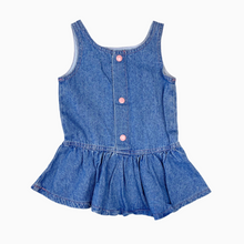 Load image into Gallery viewer, Robe tunique vintage peplum en jeans  made in USA 4Y (fait court)
