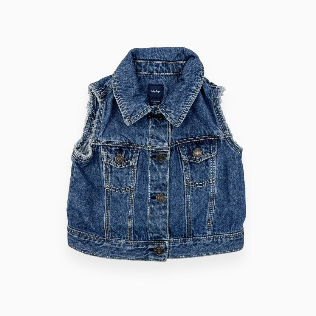 Veste en denim sans manche avec boutons pressions 3Y (fit 2-3Y)