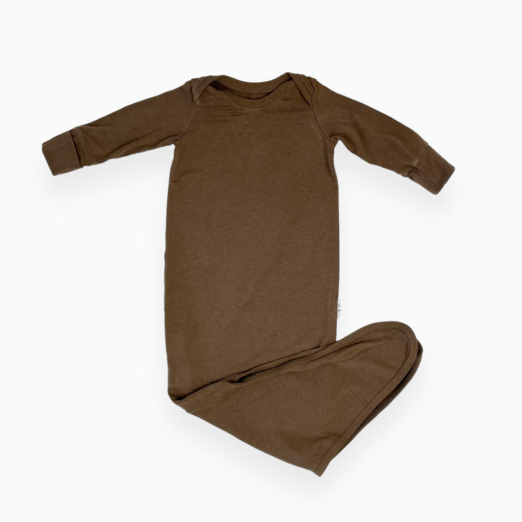 Dormeuse taupe à noeud en bambou et coton 0-6M