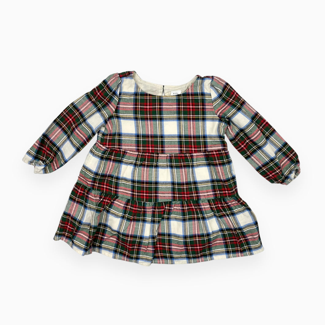 Robe en flanelle de coton à imprimé tartan 12-18M