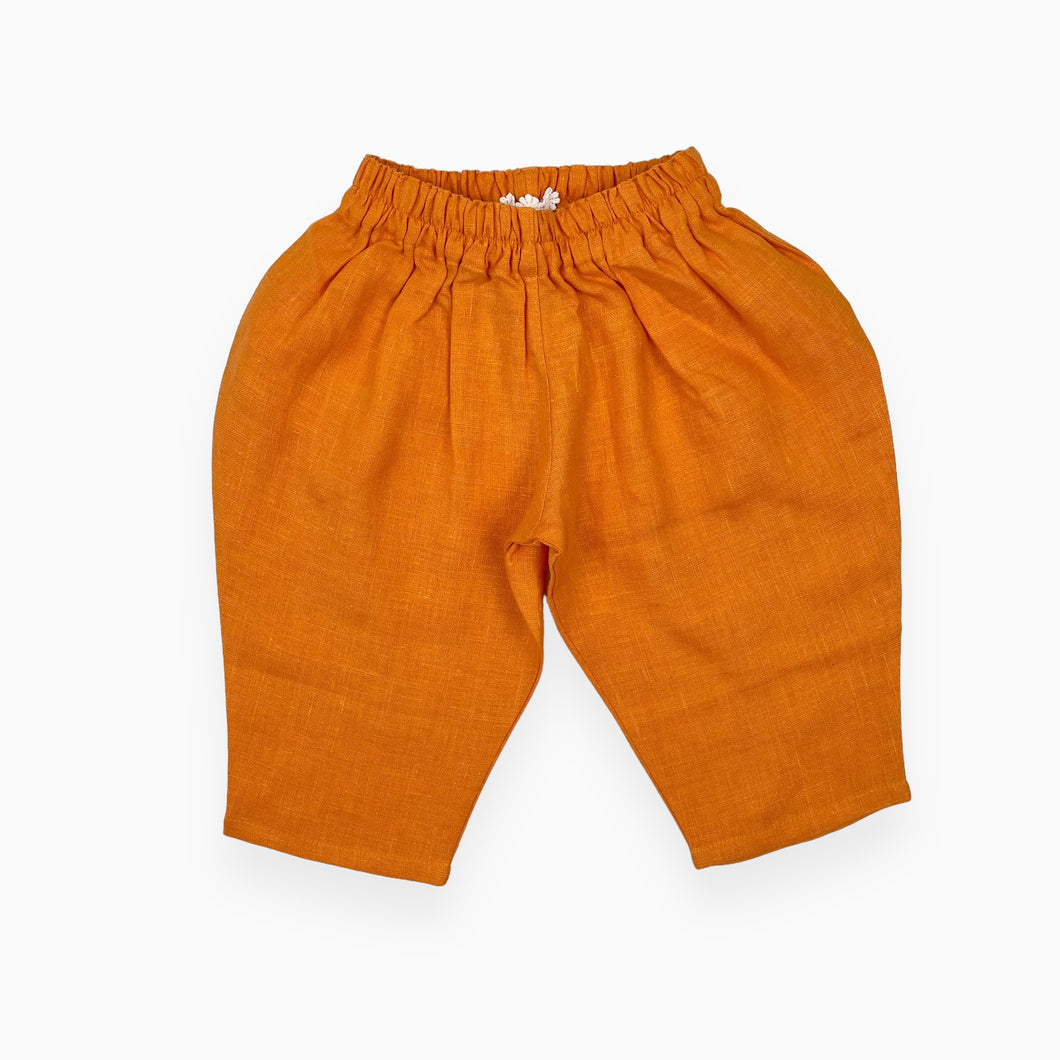 Pantalon orange en lin 'Élio' (tailles variées)