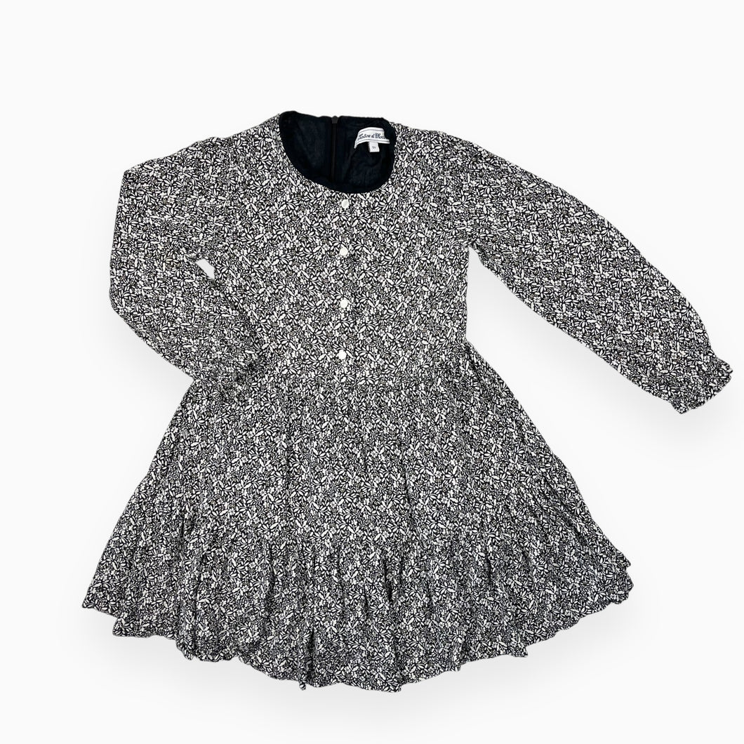 Robe charcoal fleuri en viscose avec petits boutons décoratif 8Y