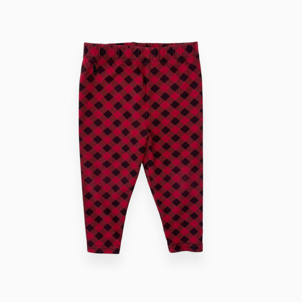 Legging rouge et noir en coton 12M