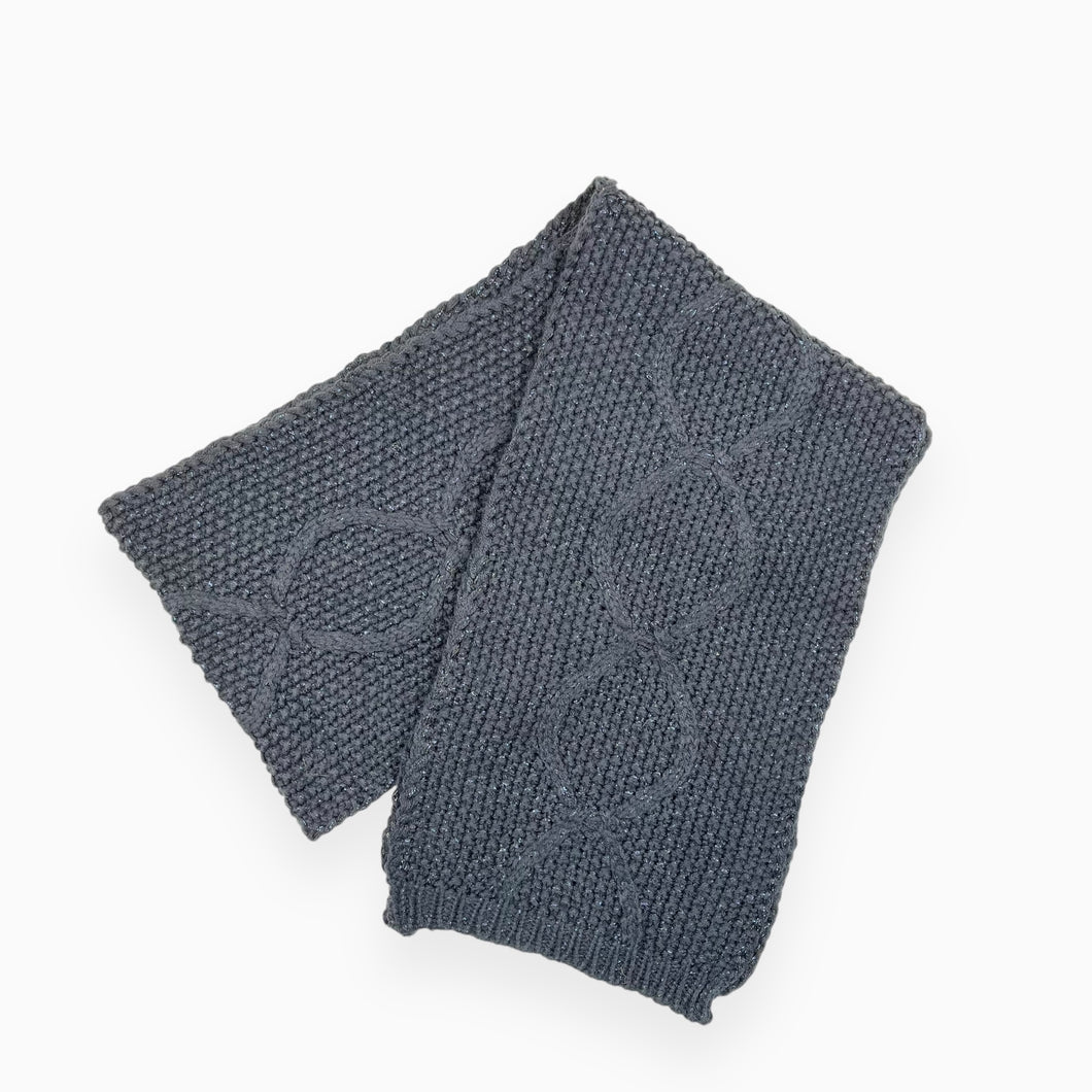 Foulard bleu marine scintillant en tricot d'acrylique et poly T2