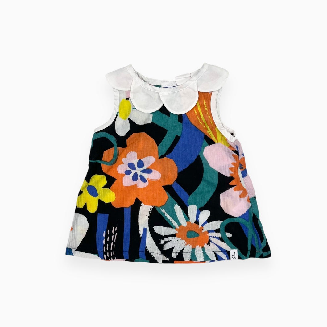 Cami en coton avec col pétale à motif floral 12M