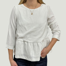 Load image into Gallery viewer, Blouse blanche en poly et viscose avec dentelle de coton pour femmes 38 (fit S-M)
