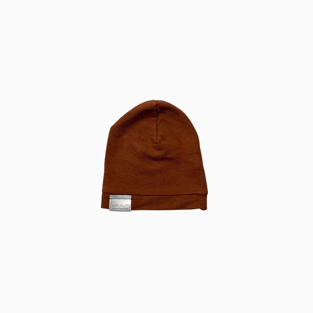 Bonnet de naissance rusty brown en rayonne de bambou et coton 0-6M