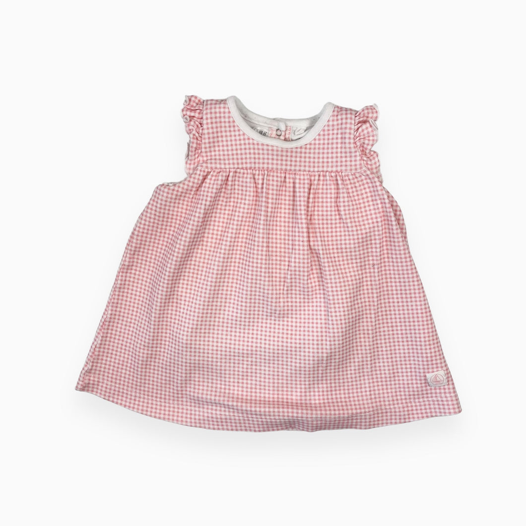 Robe rose à motif vichy avec cache-couche intégré en coton 12M