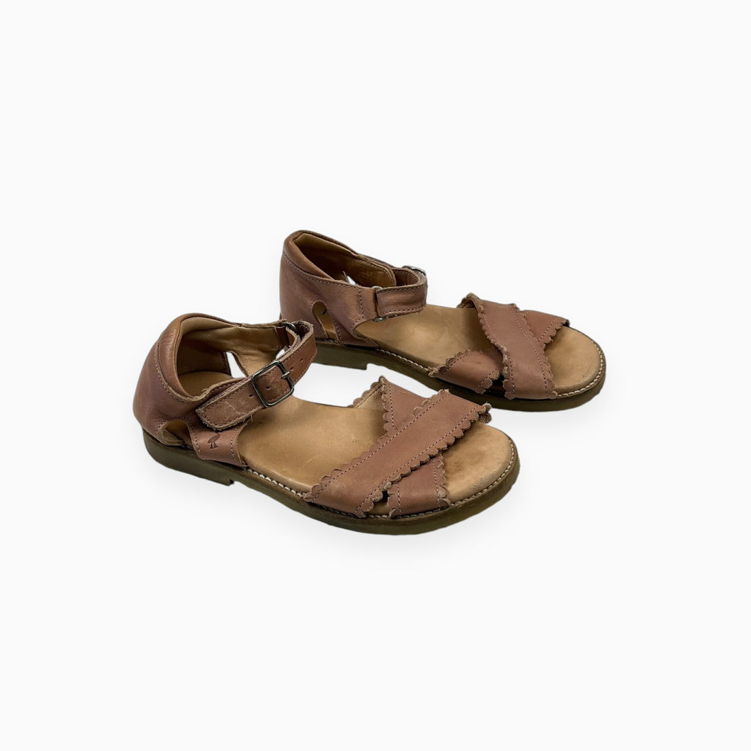 Sandales cognac en cuir avec velcro 32EU