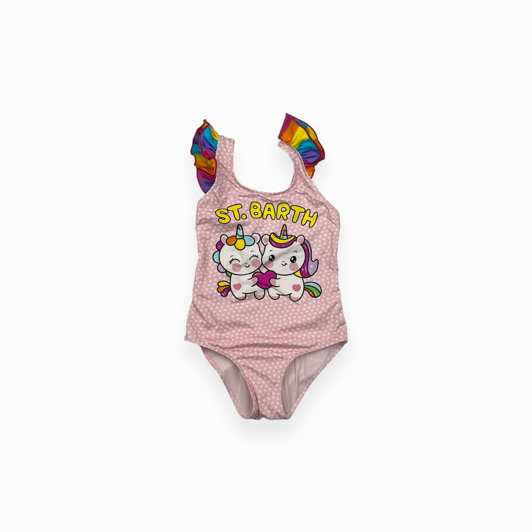 Maillot de bain rose coeur avec licorne 6Y